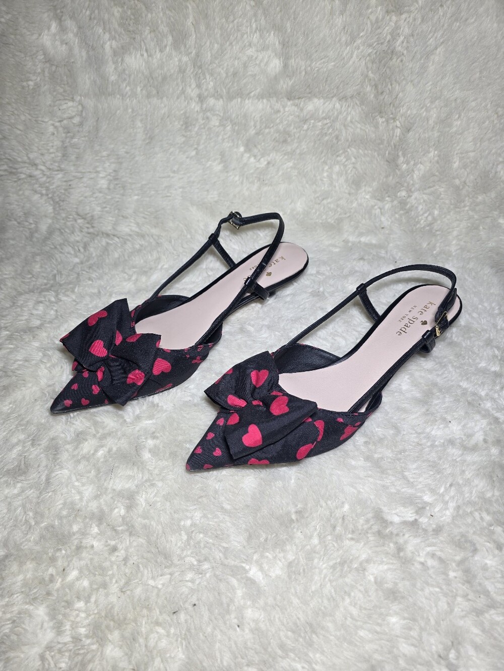 Kate Spade Daxton Heart Bow Pointed Toe Kitten Heel Slingback Pumps 7.5 M - Picture 8 of 13